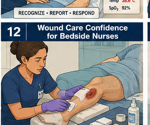 Wound Care Confidence course card showing a nurse changing a wound dressing at the bedside.