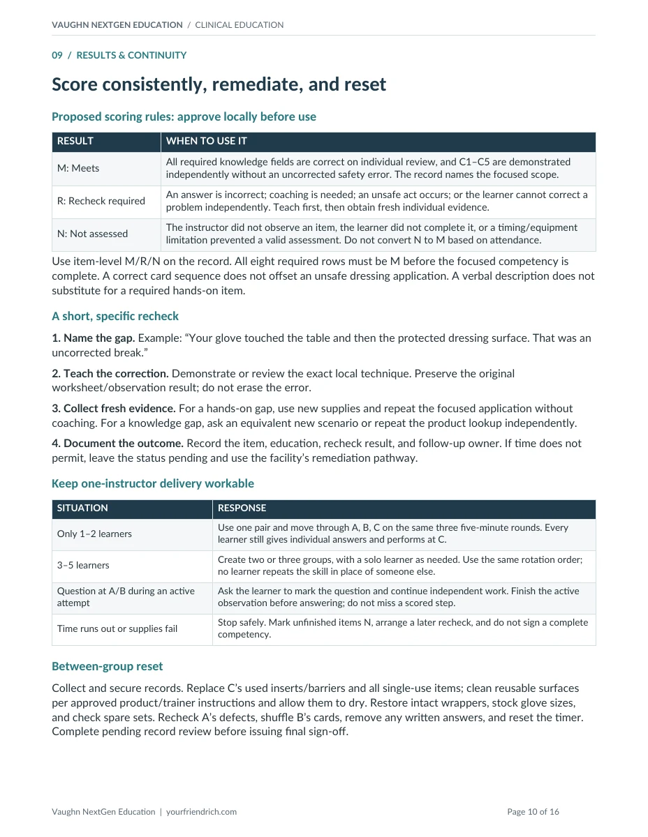 Page 10 of 16 of Central Line Dressing Competency. Open the PDF for selectable document text.