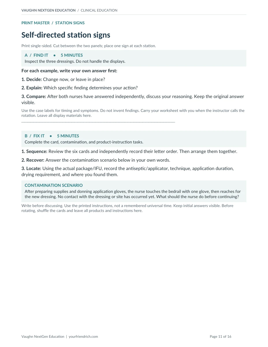 Page 11 of 16 of Central Line Dressing Competency. Open the PDF for selectable document text.