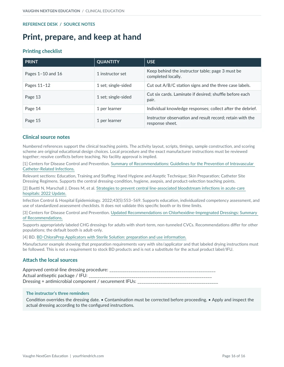 Page 16 of 16 of Central Line Dressing Competency. Open the PDF for selectable document text.