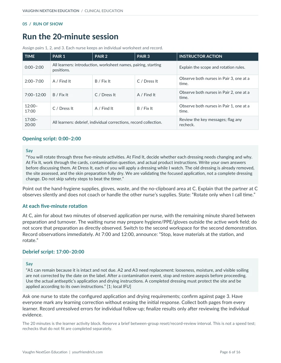 Page 6 of 16 of Central Line Dressing Competency. Open the PDF for selectable document text.