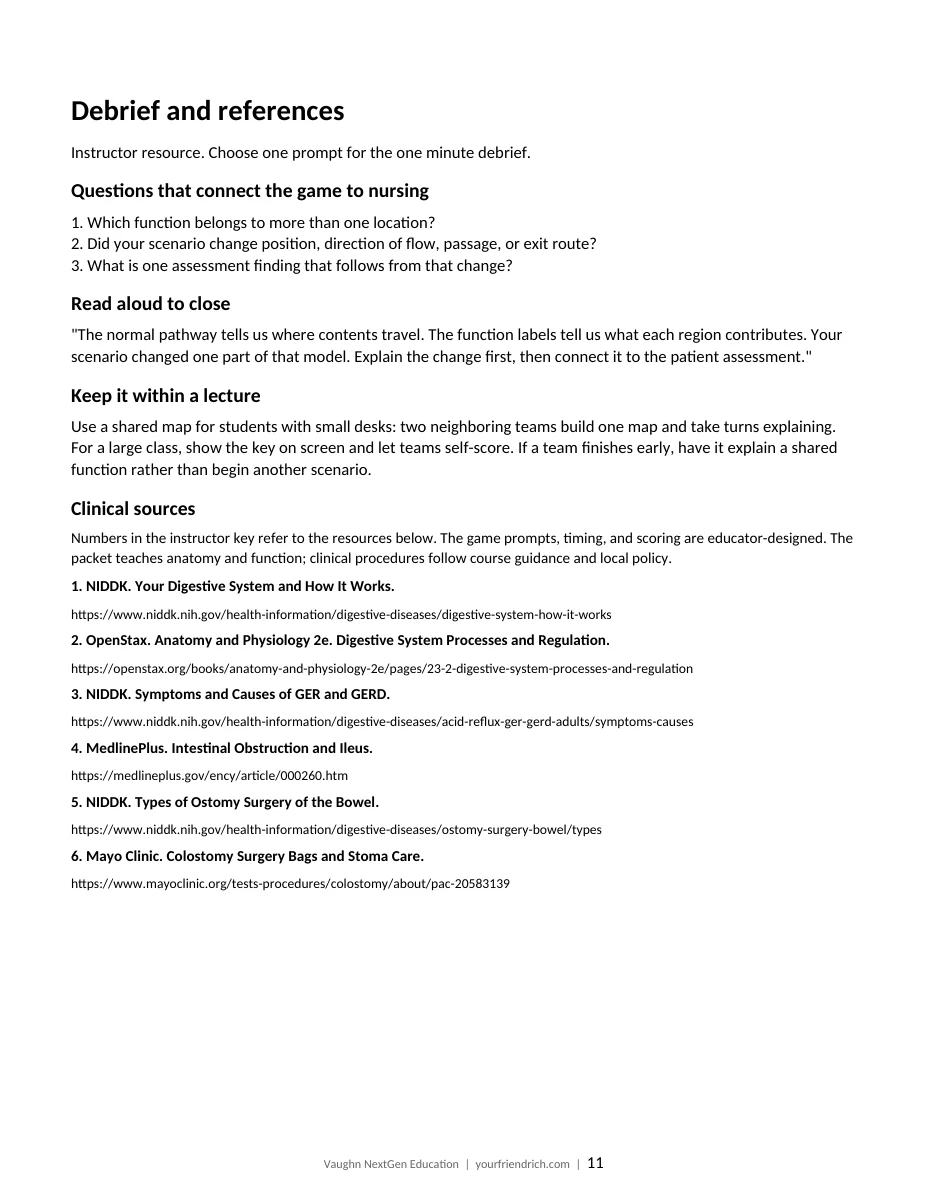 Page 11 of 11 of Digestive Map Game Packet. Open the PDF for selectable document text.